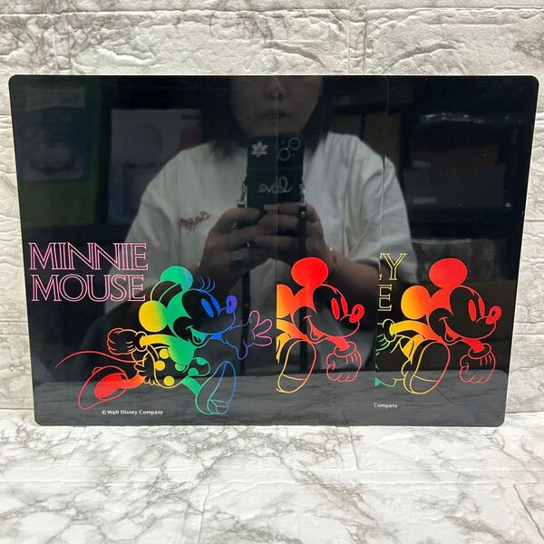 未使用品 1990年代 当時物 MICKEYMOUSE MINNIE MOUSE 下敷き B5 2種 3枚 ブラック