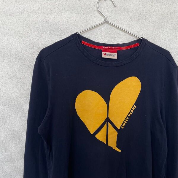 Tシャツ M ビンテージ sweet years ハート ネイビー ロンT 長袖 古着