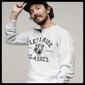 新品★ナノユニバース×チャンピョンChampion★レッドイットライド トレーナー グレーS 裏起毛 スウェット リバースウィーブ