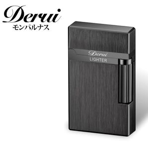 【数量限定】Derui ガスライター ブラック ヘアライン デルイ