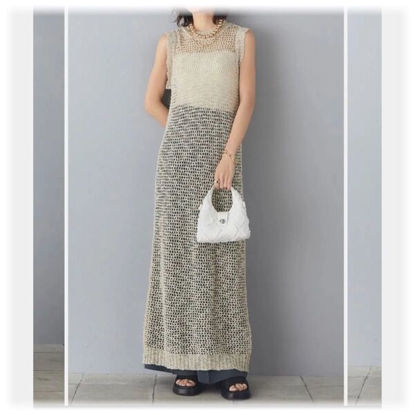 ★新品 スラブニットノースリワンピース/エクリュ esica