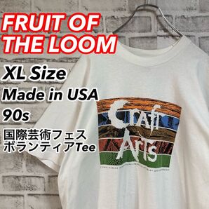 レアアートTee★FRUIT OF THE LOOM 90s USA製 Tシャツ アートフェス ボランティア アメリカ 古着