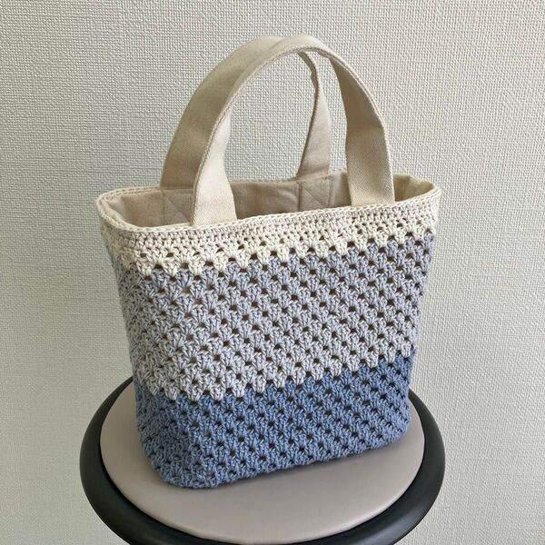 ハンドメイド トートバッグ バッグ ニットバッグ 毛糸 手編み