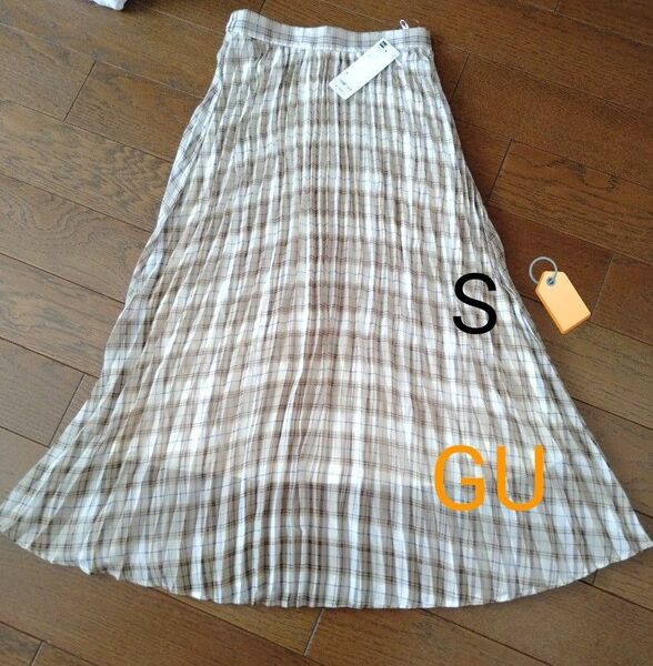 未使用♪GU チェックプリーツロングスカート