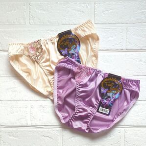 【新品】タグつき トリコットショーツ 2枚 サイズM ラベンダー パールクリーム ランジェリー