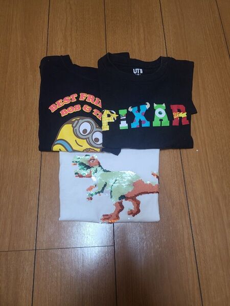 ユニクロ キッズ Tシャツ 3枚セット ミニオン PIXAR 恐竜