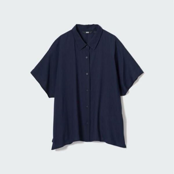 ユニクロ UNIQLO レーヨンブラウス 長袖ブラウス シャツ ブラウス S トップス ネイビー