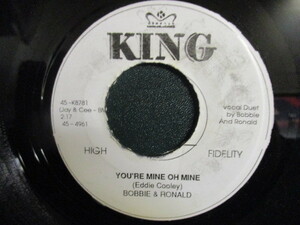 Bobbie & Ronald ： You're Mine Oh Mine 7'' / 45s ★ 50's R&B 男女デュオ / ジャマイカでも人気 / Jamaica再発 ジャマイカ盤 ☆