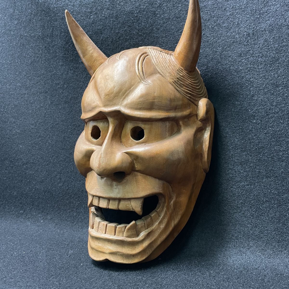 大迫力!◇赤鬼面◇木彫り 特大 壁掛け 縦51cm×横38cm 旧家 大迫力!◇赤鬼面◇木彫り 特大 壁掛け 縦51cm×横38cm 旧家