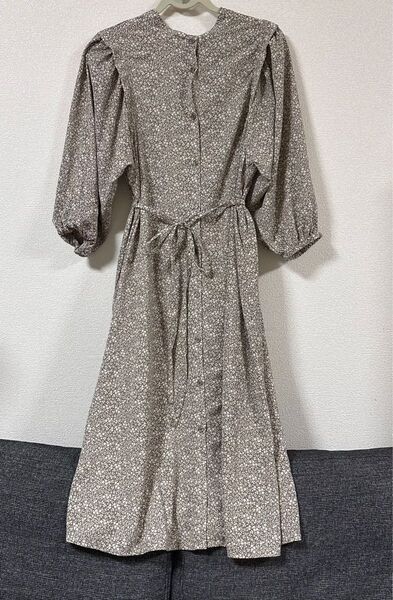 しまむら グレー花柄ロングワンピース Lサイズ