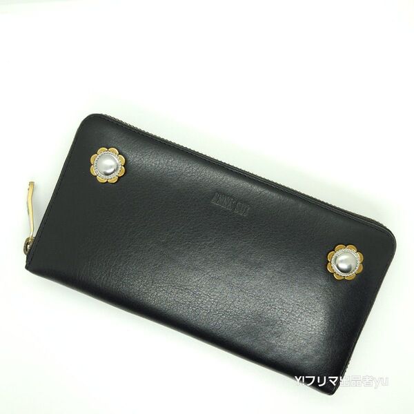 新品 ANNA SUI ヴィンテージボタン ラウンド ファスナー 長財布 ブラック 黒色 未使用 アナスイ