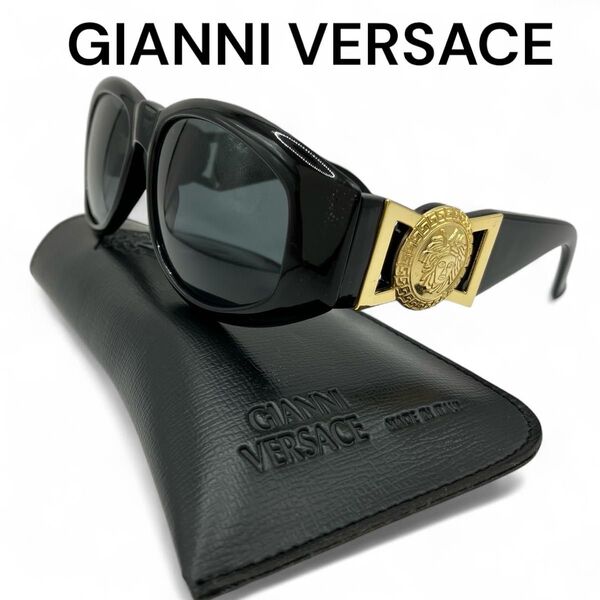【鑑定済】GIANNI VERSACE ベルサーチ サングラス メガネ メデューサ ロゴ 金具 ケース付き