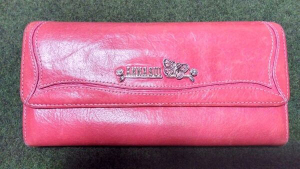 【USED】ANNA SUI 長財布 レザー ピンク がま口