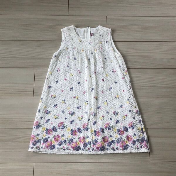 マザウェイズ ワンピース 白 レース 花柄 120 フォーマル