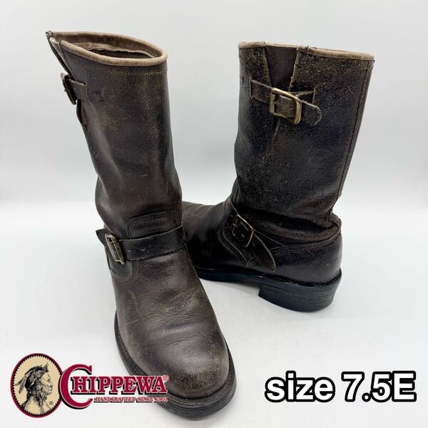 27921 エンジニアブーツ ボンバーレザー US7.5E チペワ アメリカ製 Chippewa