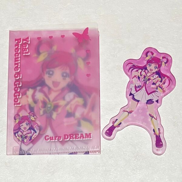 プリキュア5GoGo!◆キュアドリーム◆アクリルステッカー&ミニポケットファイル◆サンキューマート