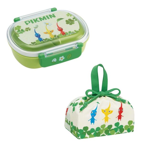 【新品】ピクミン 子供用 お弁当箱 1段 360ml ふわっと盛れるドーム型&ランチ巾着 2点