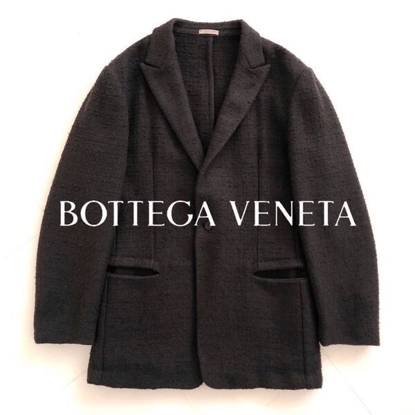 BOTTEGA VENETA ジャケット ツイード ウール ヘンプ 無地 ダーク グレー ブラウン 茶 メンズ ボッテガヴェネタ