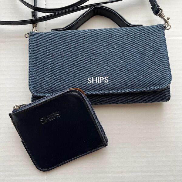 SHIPS デニム長財布ポシェット・ちび財布セット InRed付録
