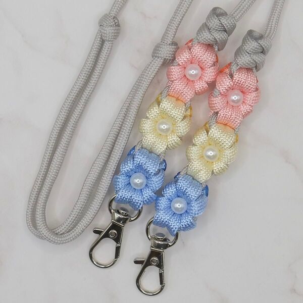 ハンドメイド ストラップ スマホ ショルダー パラコード 花x6 SH071