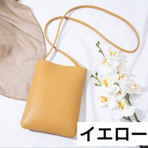 SALE★スマホショルダー スマホポシェット ポーチ 携帯入れ おしゃれ 高見え 斜めがけ レディース イエロー【残りわずか】