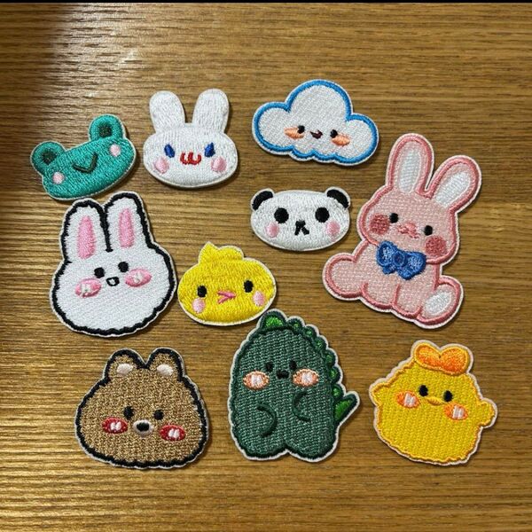ワッペン セット売り 動物 アニマル 可愛い うさぎ くま ひよこ 恐竜 パンダ カエル 雲 アップリケ 刺繍 刺繍ワッペン