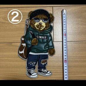 大きい ワッペン パッチ くま ギター バンド 音楽 ベア BIG アップリケ 刺繍 可愛い キャラクター おしゃれ
