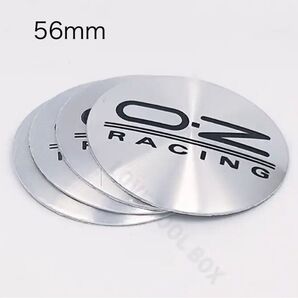 OZレーシング センターキャップ ステッカー 4枚セット 56mm シルバー×ブラック