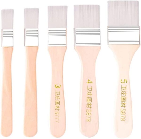 多用途刷毛 5サイズ 多用途刷毛セット ペイント ナイロンブラシ 木製 ペンキブラシ 掃除、家具の塗装、 水彩画 デザイン画 絵筆