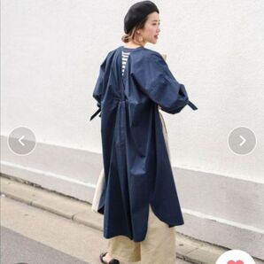 select moca 長袖 シャツ ワンピース ブラウス ロング丈 青 ブルー