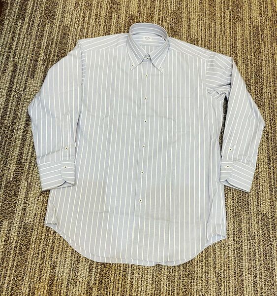 【上質】SHIRT FACTORY CHOYA 綿100% 形態安定 ストライプ長袖 Lサイズ 長袖シャツ