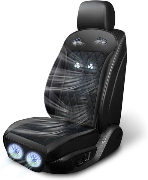 クールシート 乗用車用 2025【無段階風量調整 DC12V/24V対応 立体通気孔】カーシート カバー4つ強力ファン装備