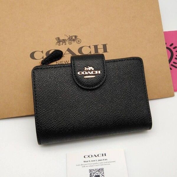 新品 COACH 折り財布 レディース ブラック