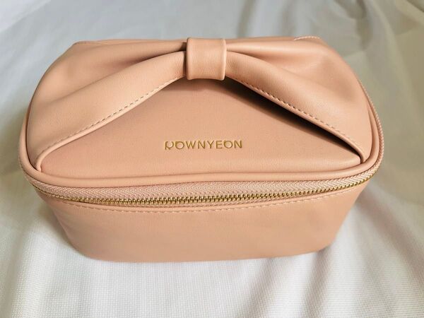 Rownyeon バニティポーチ 化粧ポーチ 美品 大容量 機能的 ピンク