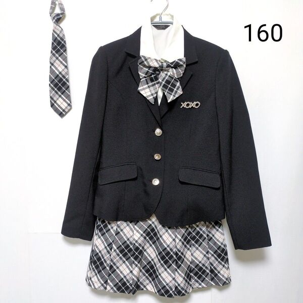 美品 school XOXO キッズフォーマル セットアップ 女の子 卒服 卒業式 160 チェック ラメ