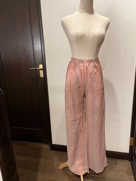 シーイン ストライプワイドパンツ 綿100(裏地も)Lサイズ 未使用 大きめ