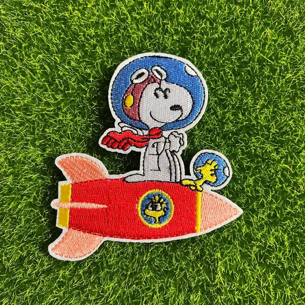ロケット 宇宙旅行 スヌーピー アイロンワッペン 刺繍ワッペン