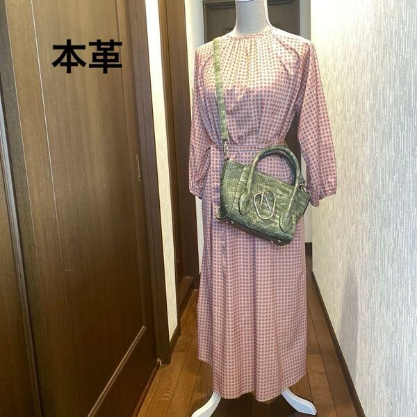 使用1回 本革 定価2万円 2way斜め掛けショルダーバッグ