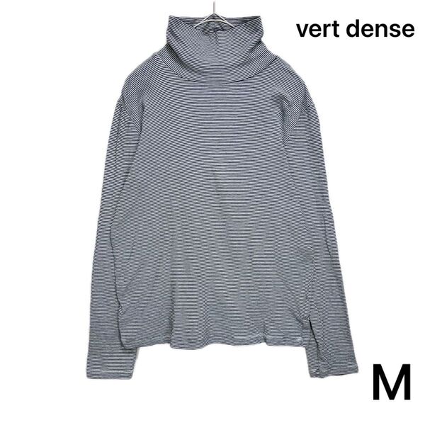vert dense ボーダー柄タートルネックカットソー M