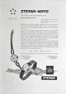 稀少・時計広告！1953年エテルナ 時計広告/Eterna Matic Lady`s Watch/H