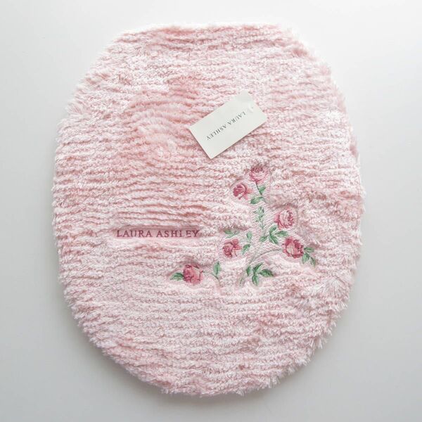 新品タグ付き ローラアシュレイ トイレふたカバー 普通便座用 ヘーゼル 普通フタカバー ピンク 薔薇