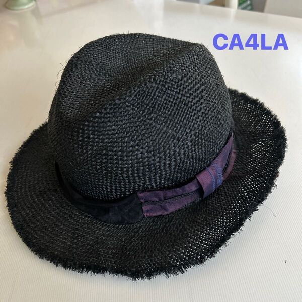 日本製★ CA4LA【カシラ】 straw ハット 黒