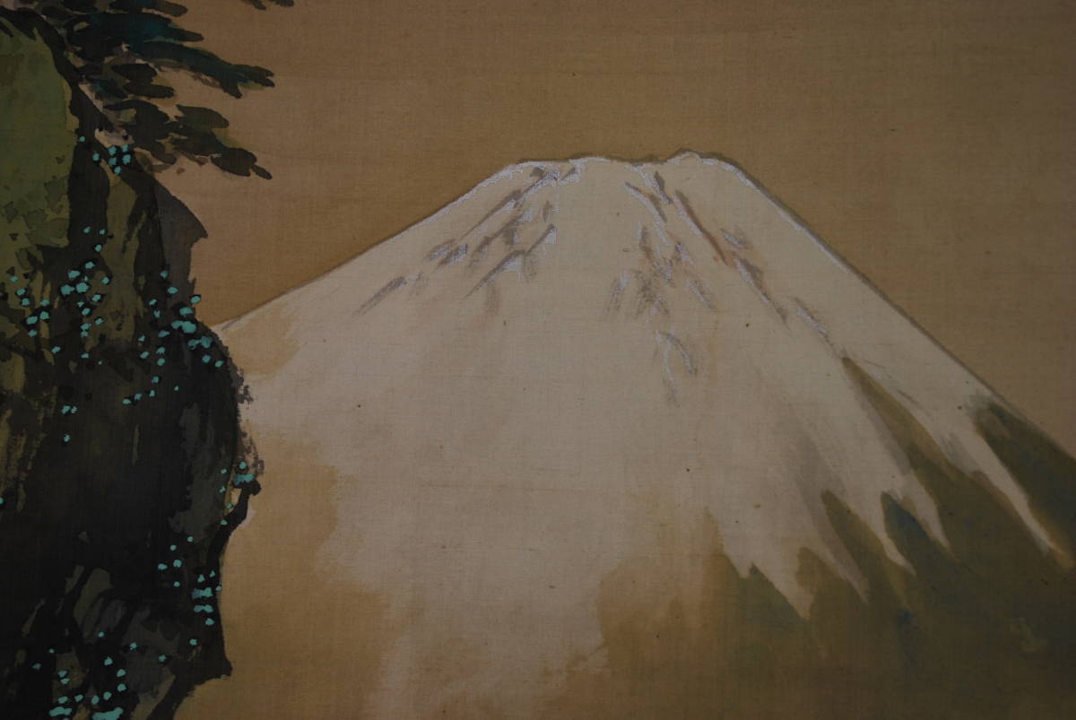 真迹/中岛実泉/中岛実泉/富士山/富士山山水画//挂轴☆宝船☆V-451 J, 绘画, 日本画, 景观, 风与月