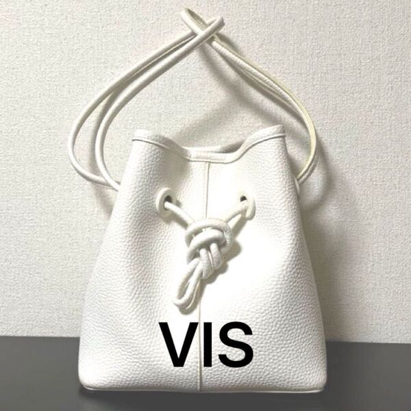 VIS 巾着バッグ VASIC風 ヴァジック ショルダーバッグ レザー バッグ 白 春バッグ ハンドバッグ