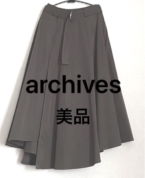 archives フレアスカート アシンメトリー カーキ スカート ロングスカート 春スカート 美品