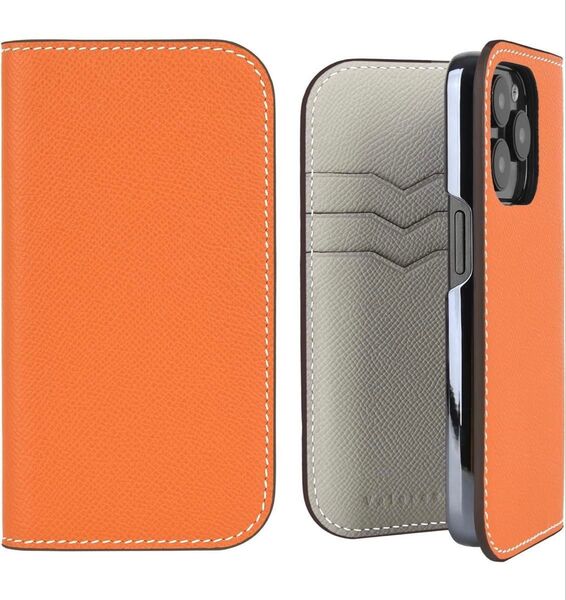 スマホケース 手帳型 MagSafe対応 本革ケース イタリア製レザー iPhone15Proシリーズ用 携帯カバー
