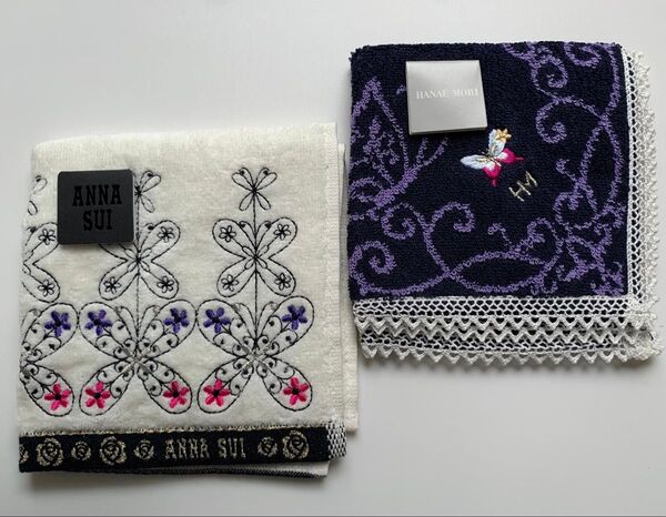 【新品タグ付】ANNA SUI(アナスイ)/HANAE MORI タオルハンカチ2枚セット(単品対応しておりません)