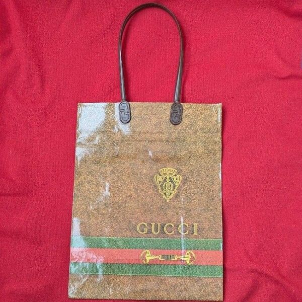 レア GUCCI グッチ ショッパー 紙袋 レトロ 旧ロゴ 昭和レトロ ヴィンテージ