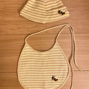 SENSE OF WONDER センスオブワンダー スタイ 帽子 よだれかけ セット ボーダーハチ 刺繍 ベビー キッズ 子供