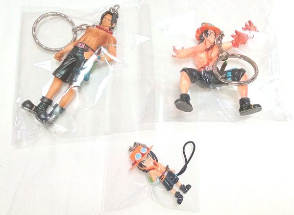 ワンピース エース フィギュアキーホルダー ハイグレードカラーリングキーホルダー ストラップ 3点セット まとめ 美品 限定